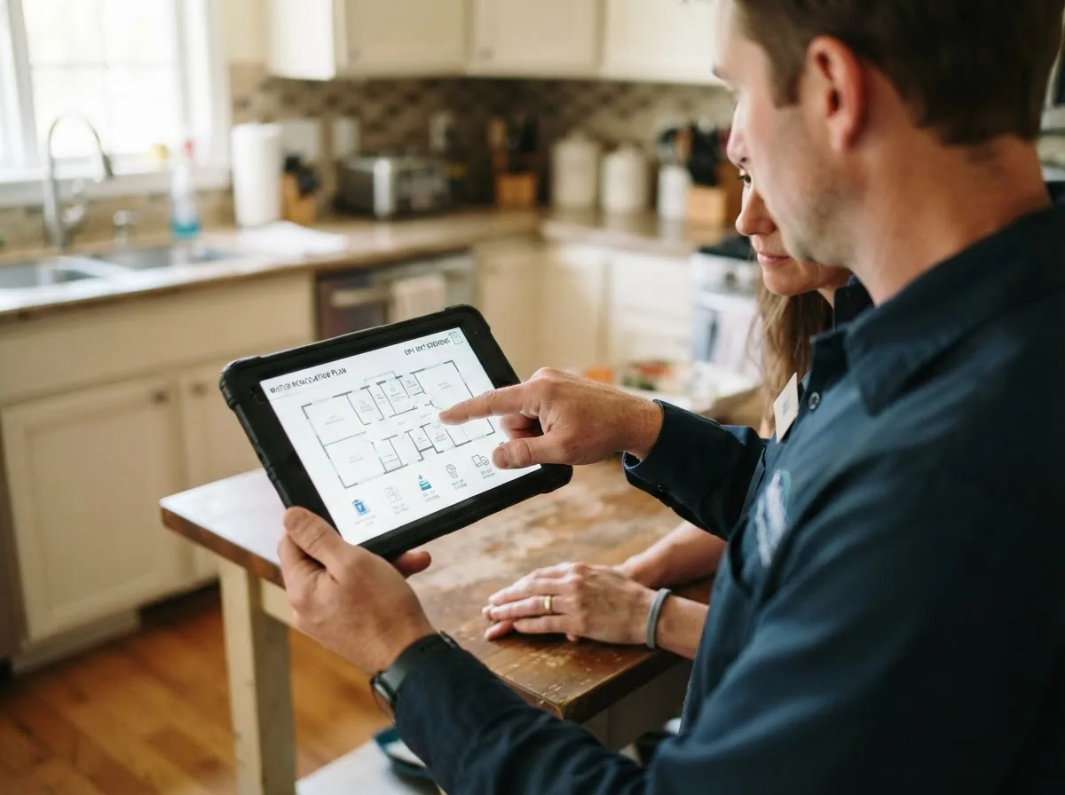 Water damage restoration technician inspecting a home in Ward, CO